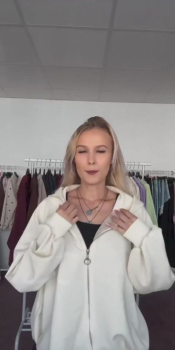 Zip-Hoodie „Emma" Creme